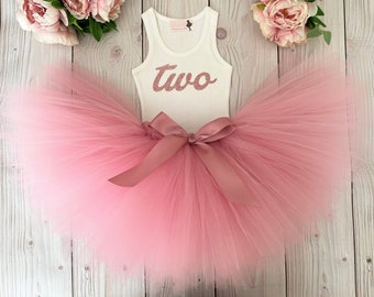 2nd Birthday Outfit Girl | Second Birthday | Rose Gold Tutu Dress | Two Year Old