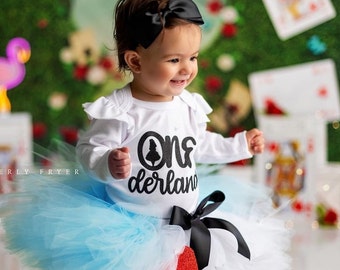 Alice in Wonderland Gift for Baby Girls 1st Birthday | Onederland First Birthday Tutu Cake Smash Dress