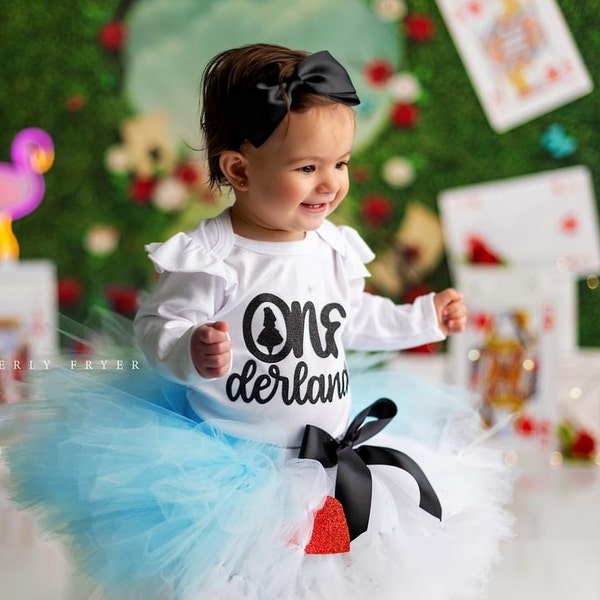 Alice in Wonderland Gift for Baby Girls 1st Birthday | Onederland First Birthday Tutu Cake Smash Dress