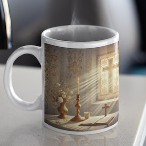 Keramische mok Psalm 141:2 ochtendgebed — op christelijk geloof geïnspireerd cadeau — perfect voor toewijding