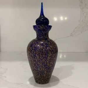 leere Parfüm dauber Flasche, Vintage, Kunst Glas, Kobalt Blau, Murano Stil