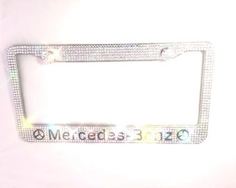 Bling ICE Out Crystal License Plate Frame Holder For Mercedes Benz Car, Front and Rear