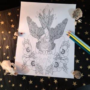 Printable Adult Coloring Page - Macabre Downloadable Art