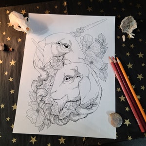 Printable Adult Coloring Page - Macabre Downloadable Art