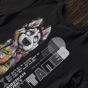 Camiseta con gráfico de Husky, regalo divertido, camiseta con dibujos animados geniales para amantes de los perros, fanáticos de las mascotas y del arte animal.