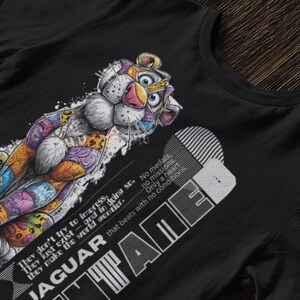 Jaguar Graphic Streetwear T Shirt Funny Gift Cool Cartoon Art Tee for Animal Lovers, Pet Fans & Wildlife Art Fans