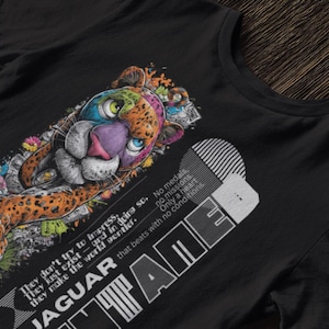 Jaguar Graphic Streetwear T Shirt Funny Gift Cool Cartoon Art Tee for Animal Lovers, Pet Fans & Wildlife Art Fans
