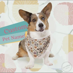 Custom Pet Bandana, Wildflowers Girl Dog Collar, Personalized Pet Name, Matching Dog Shirt and Collar, Fall Floral, Dog Mom Gifts
