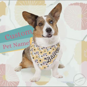 Custom Pet Bandana, Wildflowers Girl Dog Collar, Personalized Pet Name, Matching Dog Shirt and Collar, Summer Floral, Dog Mom Gifts