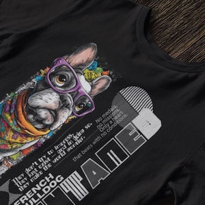 Bulldogge Grafik Streetwear T-Shirt Lustiges Geschenk Coole Cartoon Kunst Tee für Hundeliebhaber, Haustier-Fans & Tierkunst Fans