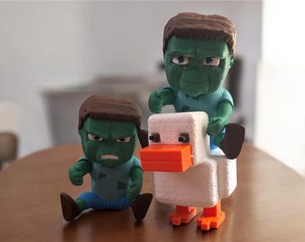 Minecraft Chicken Jockey 3D Print, Movie Accurate, 9-Inch