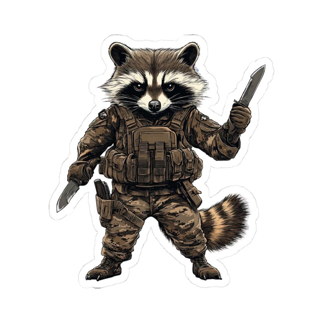 Tactical Raccoon Kiss-cut Stickers - Fun, Durable Decals for Outdoors ...