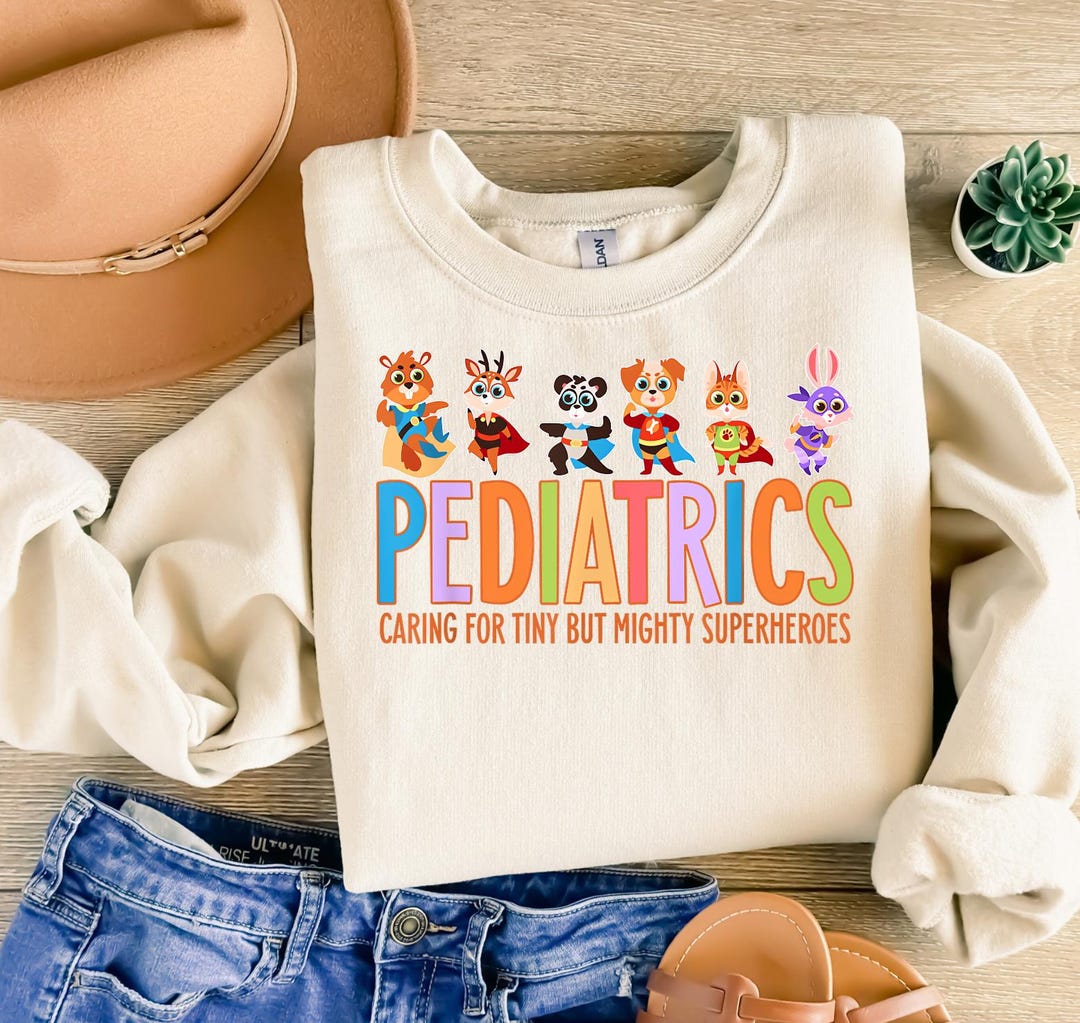 pediatrics-crewneck-sweatshirt-caring-for-tiny-superheroes-gift