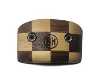 Walnut & Maple Checkered Crimp – Wooden Rock Climbing Holds