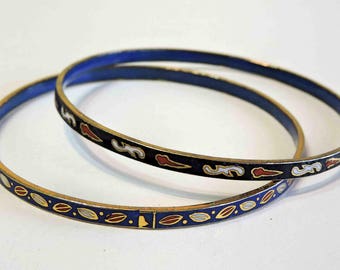 Vintage Cloisonne Enameled Bangle Bracelets