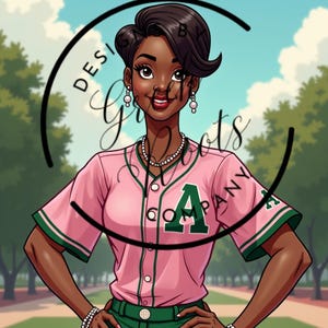 AKA Sorority Clipart, Black Sorority Art, Pink and Green Digital Download, Divine Nine PNG, HBCU Pride Design, Alpha Kappa Inspired Graphic