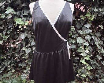 Vintage Maxine of Hollywood 80s One Piece Swimsuit Skort Made in USA Size 38