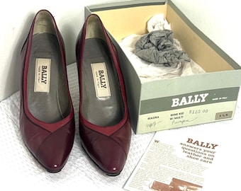 Vintage Bally “Madra” Pumps Weinrot Burgundy 2-Ton Made in Italy Original Box 80er Jahre