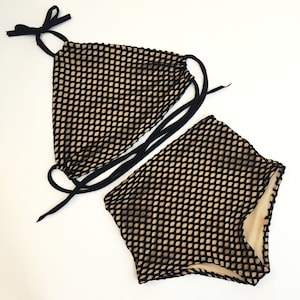 Bathing Suit High Waist Halter Mesh Swimsuit Bikini above Navel Women's