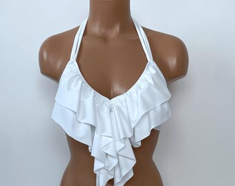 Top de traje de baño con volantes para novia