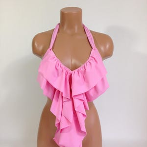 Long Ruffle Bathing Suit Top String Bikini Top