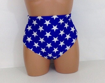 Women's Stars high waist swimsuit bottom, vintage bathing suit separates