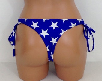 Women's Stars Thong Bathing Suit Cheeky Bikini Bottom