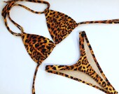 High Leg Thong Leopard Bathing Suit