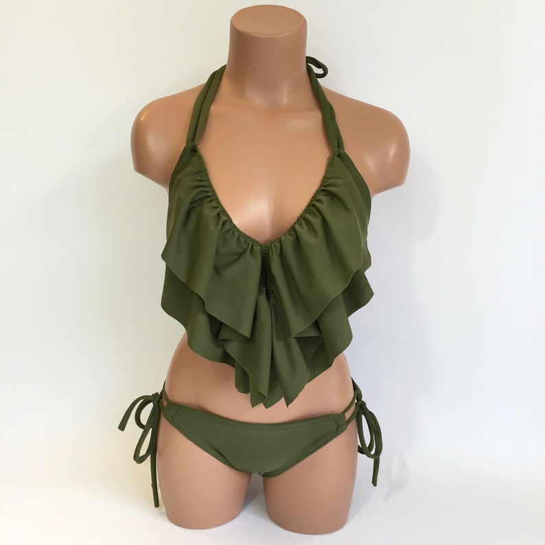 Womens Ruffle Two Piece Bathing Suit Etsy