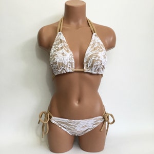 Womens Bridal swimsuit white bikini image 3