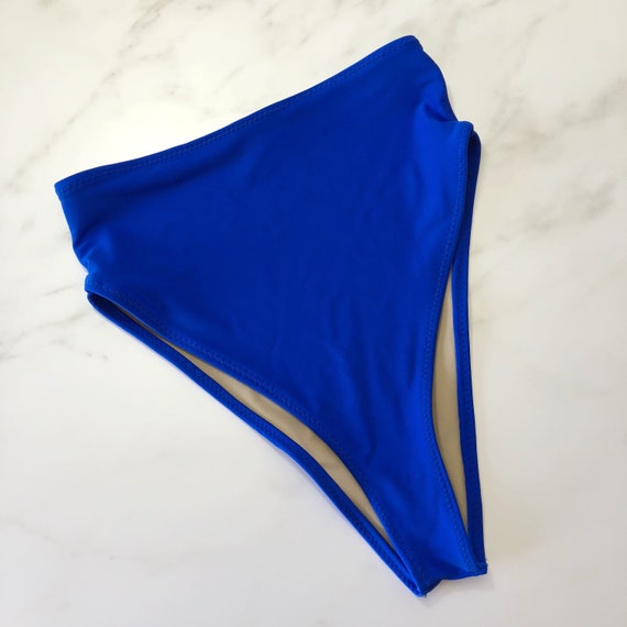 royal blue high waisted swimsuit