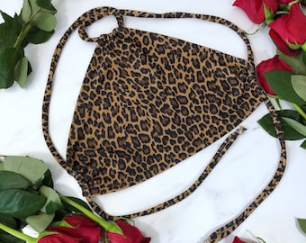 Leopard halter bikini top