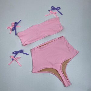 Women&#39;s high waist thong Swimsuit in Pink
