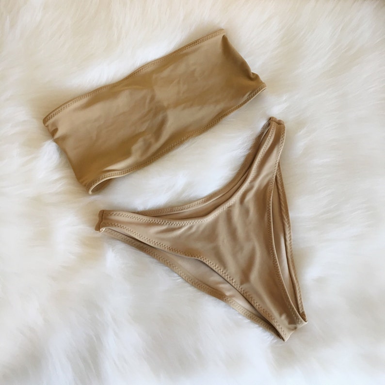 Bikini bandeau high leg cheeky swimsuit
