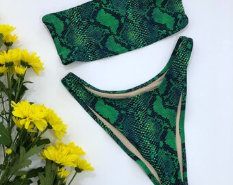 Women's Snake Print Cheeky Bikini