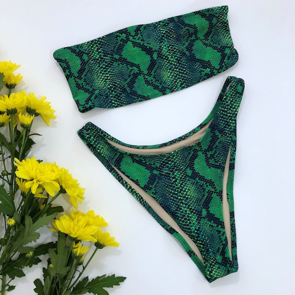 Women's Snake Print Cheeky Bikini