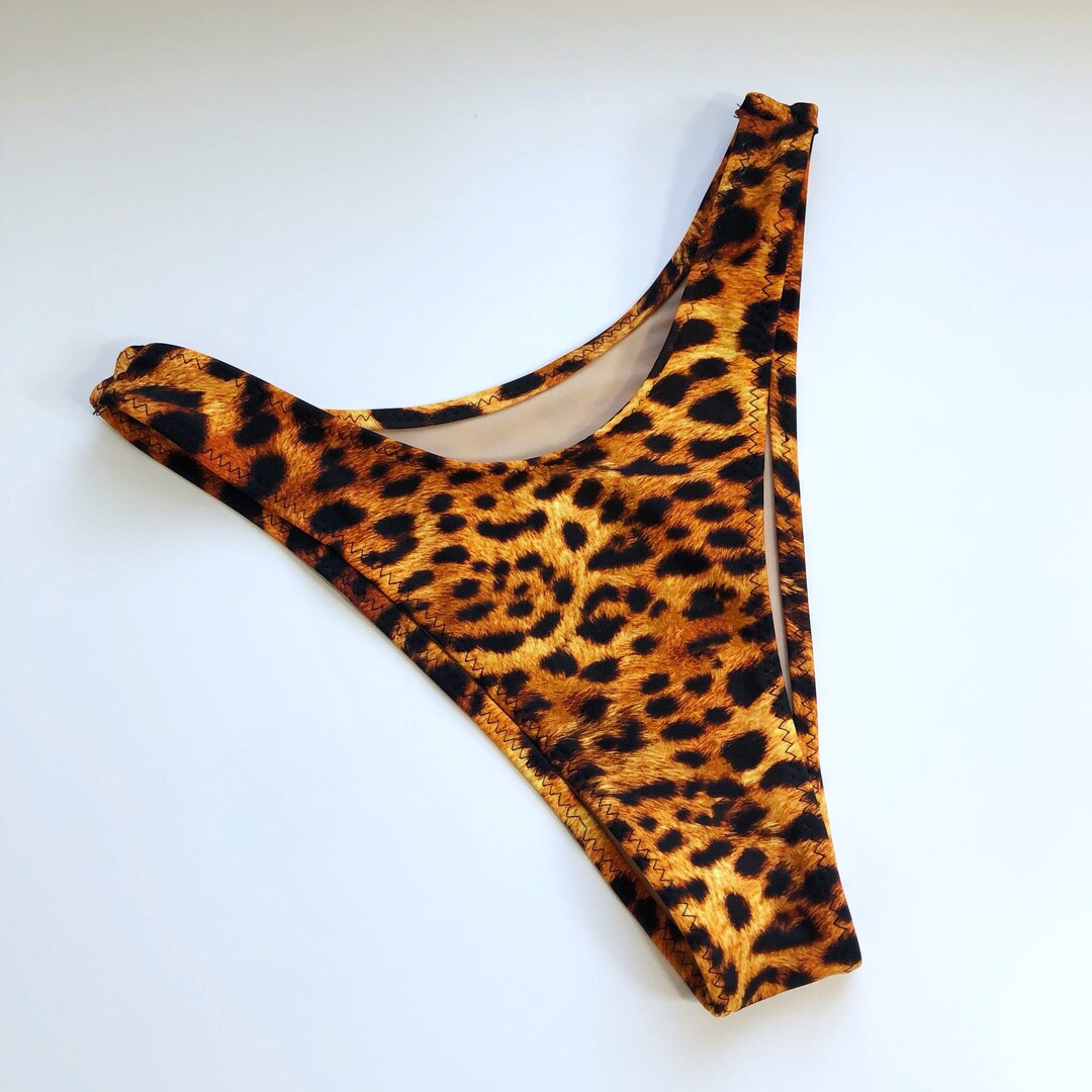 Women's High Leg Cheeky Bikini Bottom Animal Leopard Print Etsy