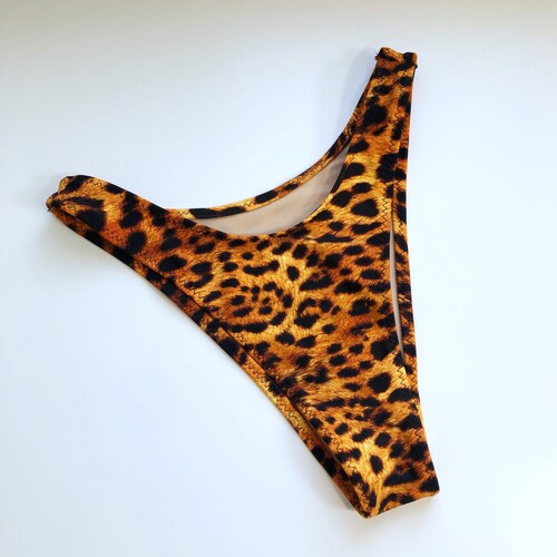 High Leg Cheeky Animal Print Bikini - Etsy