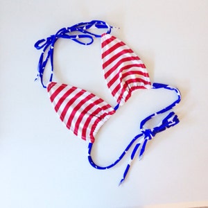 American Flag Stripes Women&#39;s Bikini Top