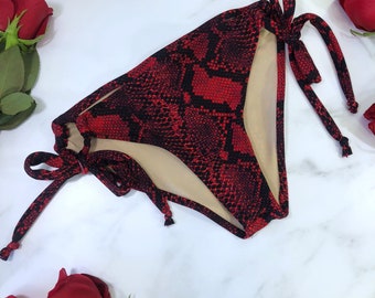 Women's Red Snake Bikini Bottom