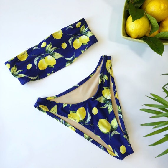 Women's Lemon Print Bikini High Leg 90 