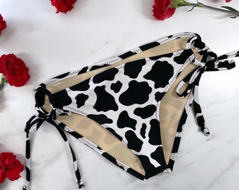 Women's Cow Print Tie String Bikini Bottom