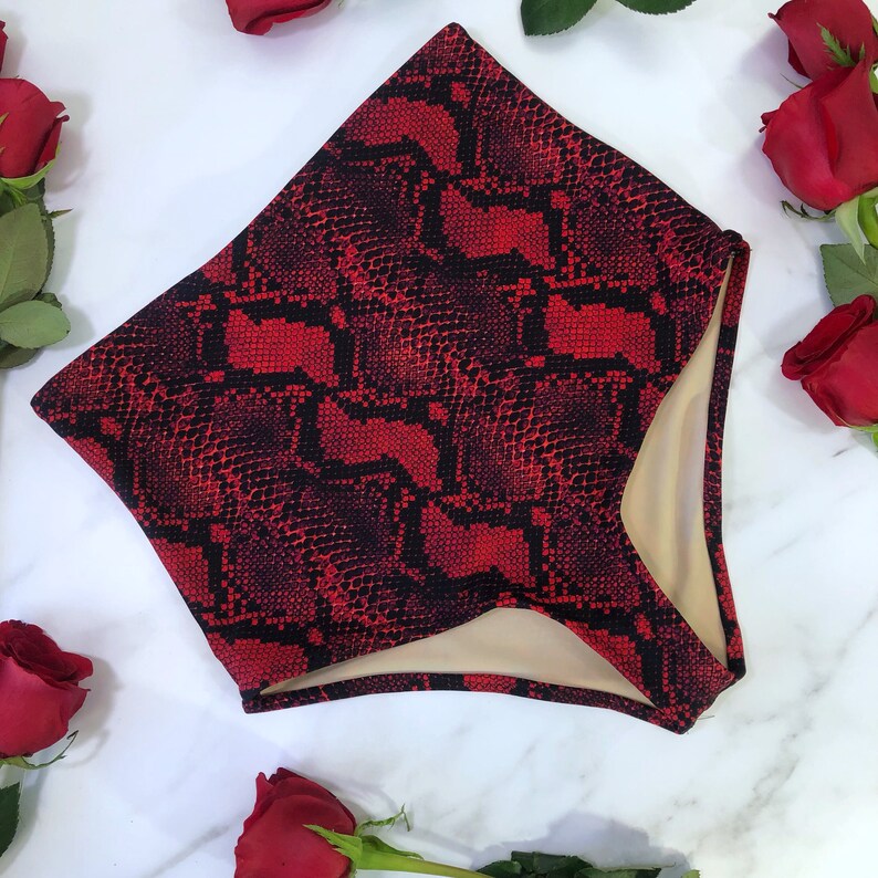 Womens High Waist Red Snake Python Swimsuit Bottom - Etsy