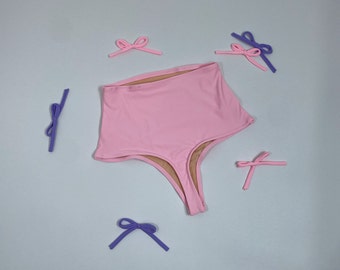 High waist Thong  swimsuit bottom Women's Pink Coquette