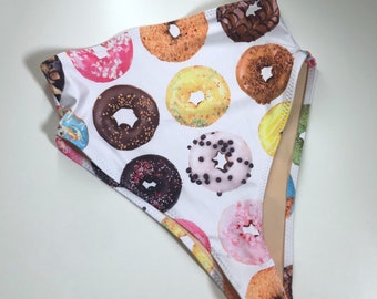 Women's High waisted bathing suit donut print cheeky swimsuit