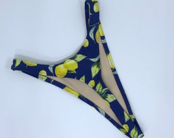Women's Thong Lemon print Bikini Bottom