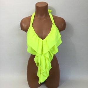 Haut de maillot de bain long à volants pour femme