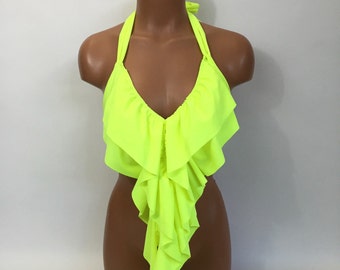 Women's Long Ruffle Bathing Suit Top