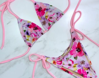 High Leg Cheeky Floral Princess Core Tie String Bikini