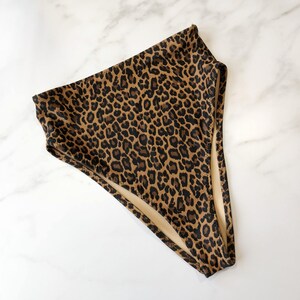 Women&#39;s Leopard High Waist Swimsuit Cheeky Bottom Separates